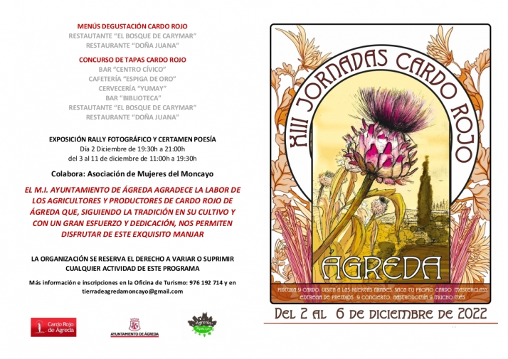 El viernes arrancan las Jornadas del Cardo Rojo en &Aacute;greda | Imagen 1