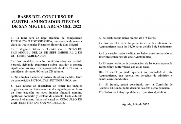 El plazo para el cartel de las fiestas de &Aacute;greda, hasta el d&iacute;a 1 | Imagen 1