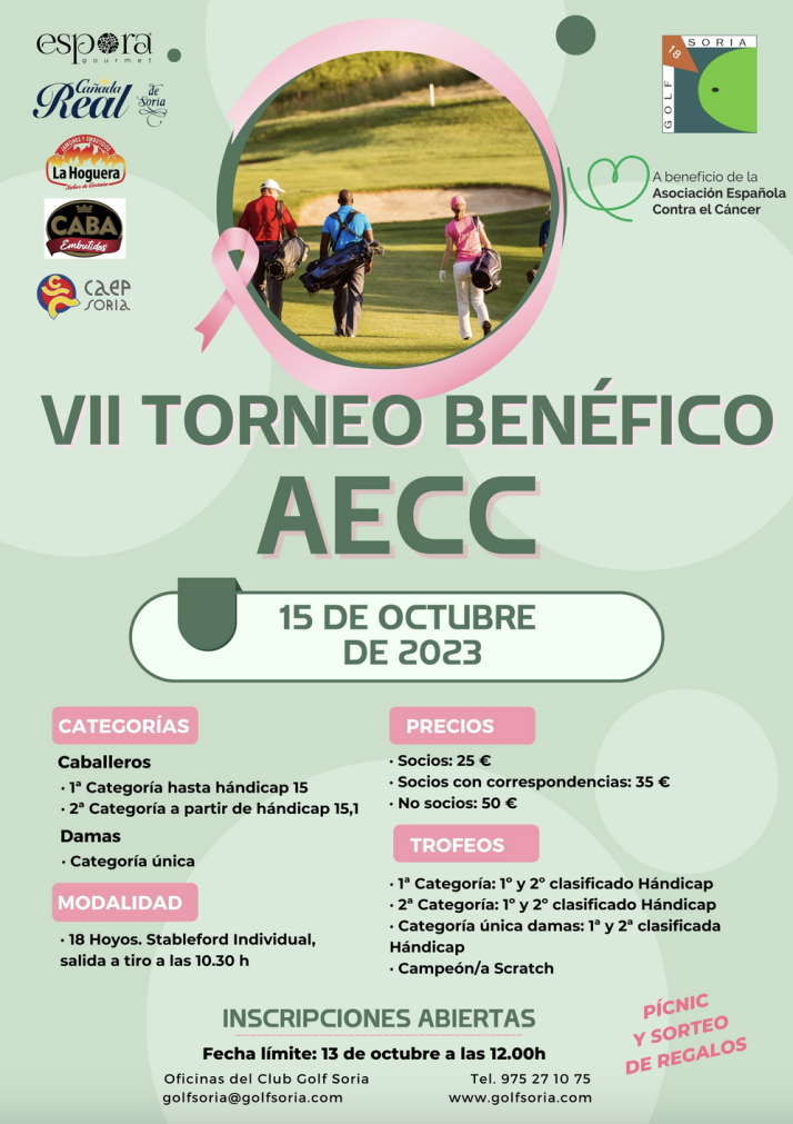 Abiertas las inscripciones para el VII Torneo Ben&eacute;fico AECC de Golf del 15 de octubre | Imagen 1