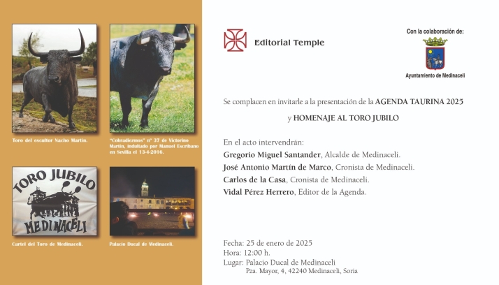 Este s&aacute;bado en Medinaceli, homenaje al Toro Jubilo y presentaci&oacute;n de la Agenda Taurina | Imagen 1