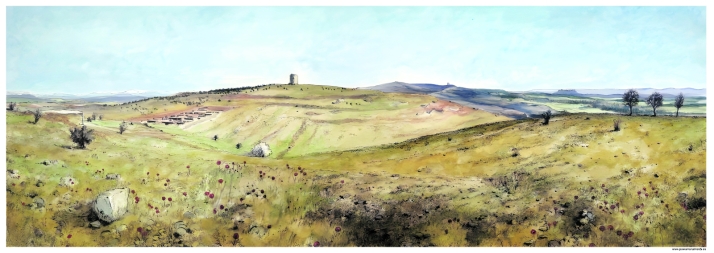 Ilustraci&oacute;n del yacimiento de Uxama elaborada por Jos&eacute; Ram&oacute;n Almeida. .