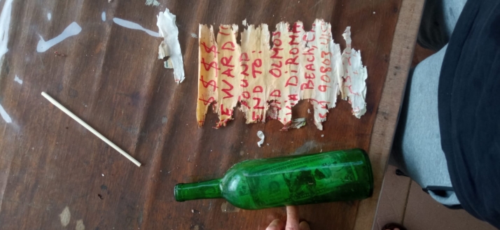 Contenido de la botella localizada en Rota