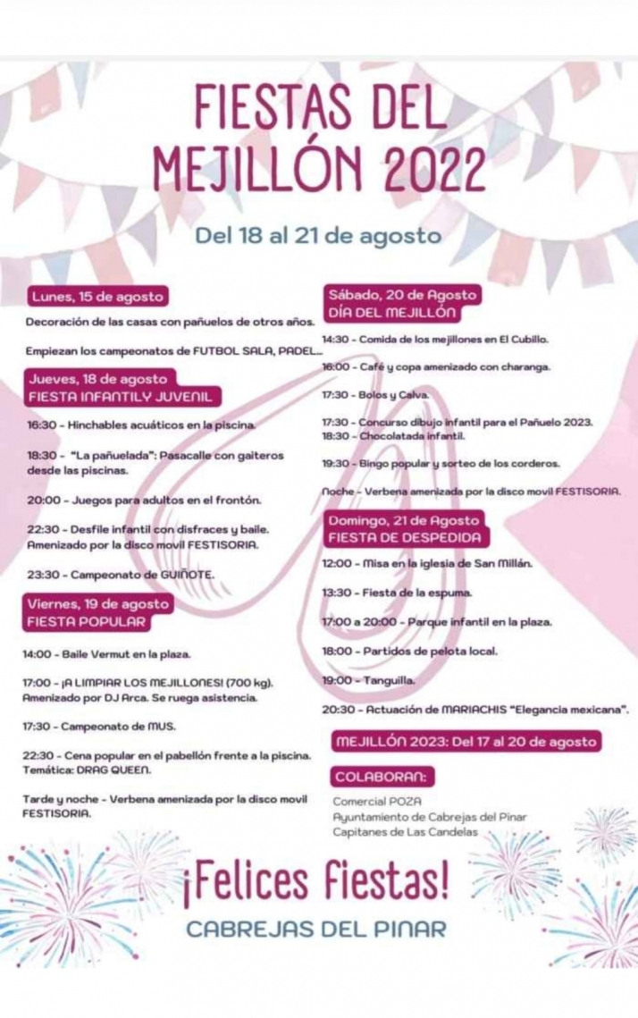 Previa y Programa de las fiestas del Mejill&oacute;n en Cabrejas del Pinar | Imagen 1