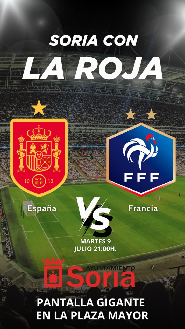 El ayuntamiento de Soria pondr&aacute; una pantalla gigante en la plaza Mayor para ver el partido Espa&ntilde;a vs Francia | Imagen 1