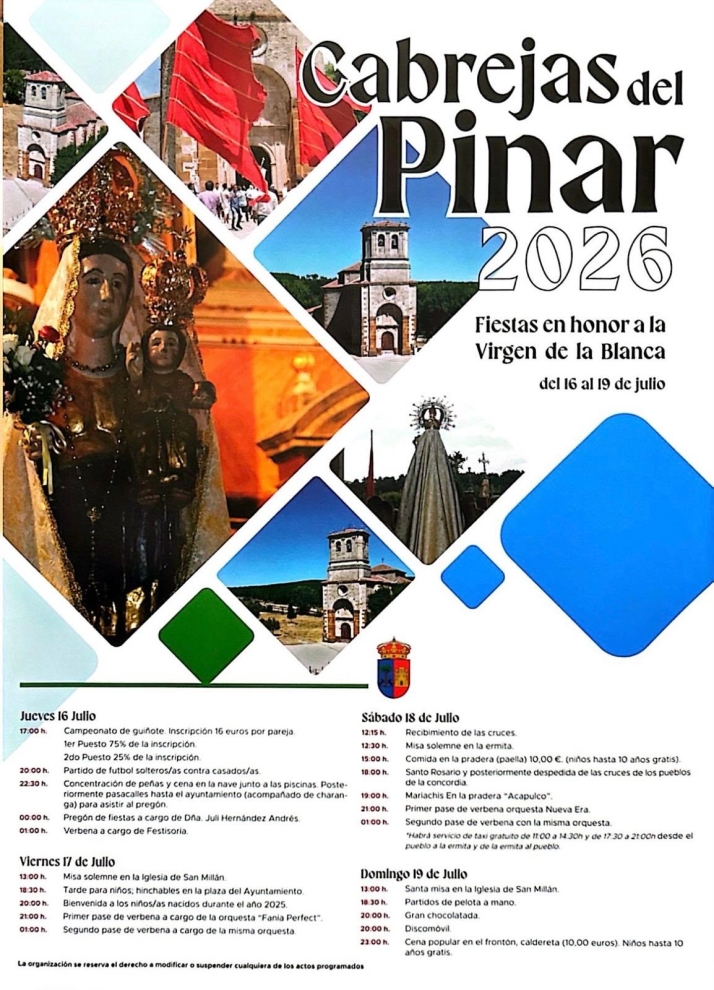 Programaci&oacute;n completa de las fiestas de la Virgen de la Blanca en Cabrejas del Pinar | Imagen 1