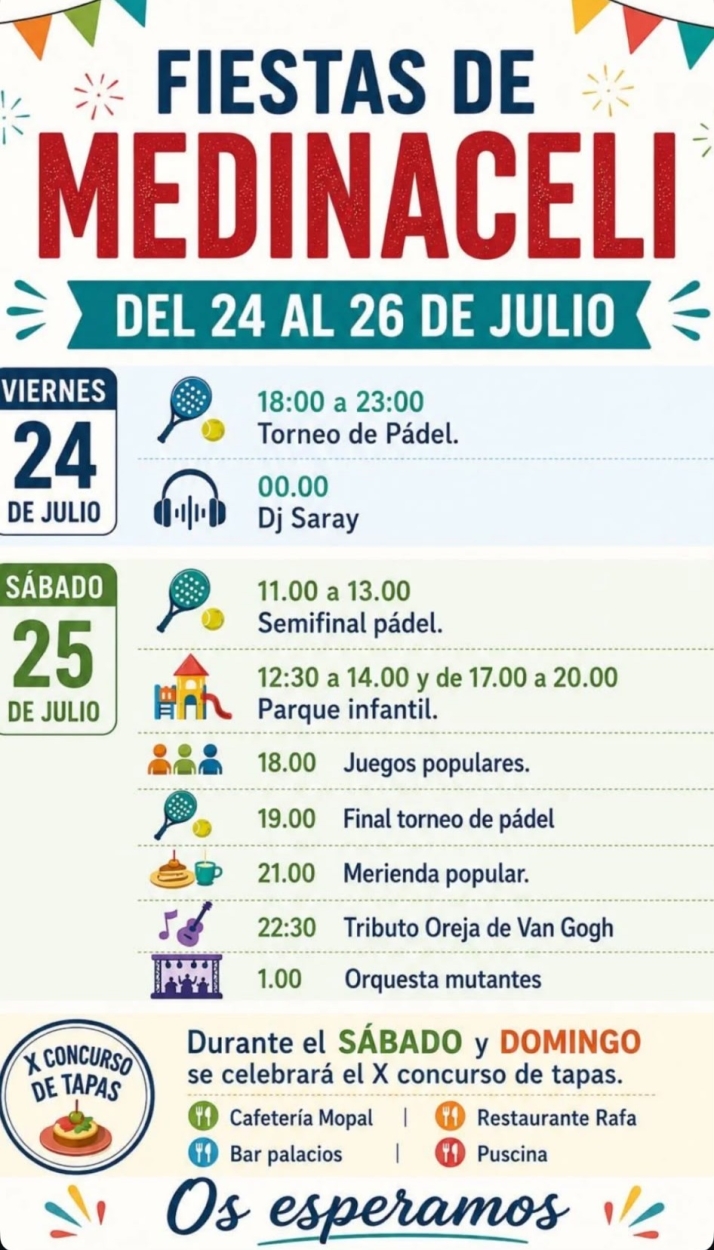 El tributo a La Oreja de Van Gogh y el X Concurso de Tapas, platos fuertes de las fiestas de Medinaceli | Imagen 1