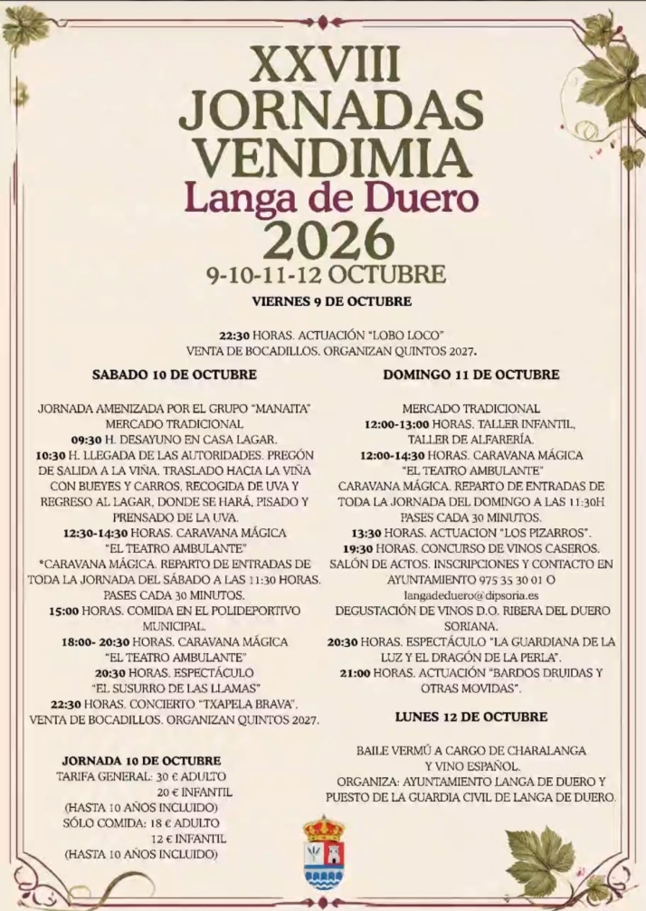 Pisado de uva, mercado tradicional y espect&aacute;culos: Langa de Duero celebra sus XXVIII Jornadas de la Vendimia | Imagen 1