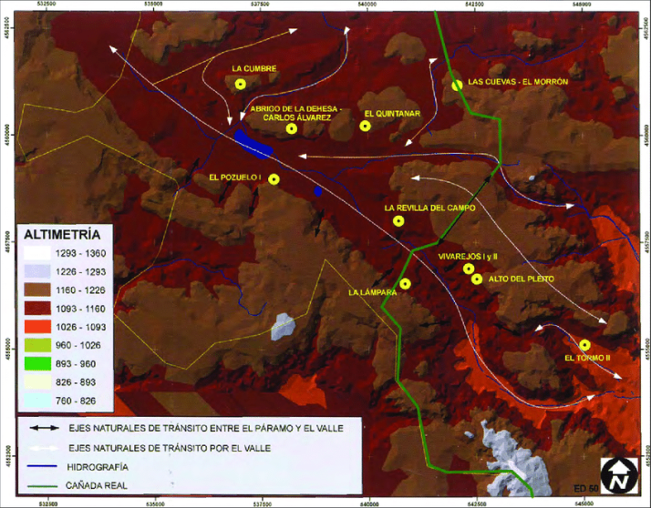 Yacimientos neol&iacute;ticos del Valle de Ambrona, Soria, en relaci&oacute;n con las v&iacute;as de tr&aacute;nsito de este &aacute;rea del interior peninsular, seg&uacute;n Rojo et al. 2008.
