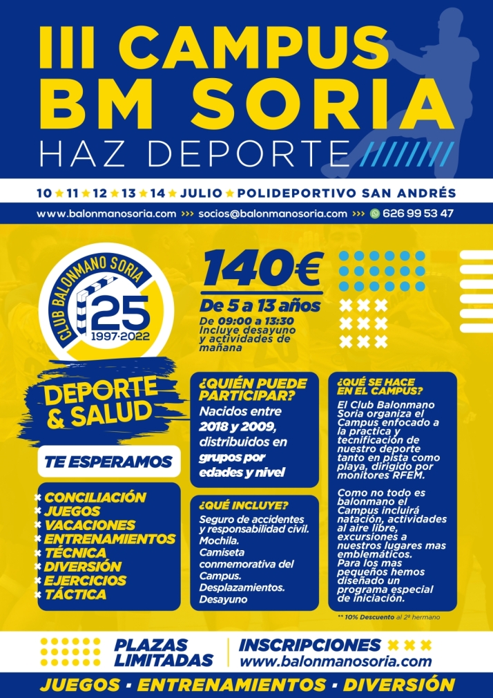 El Balonmano Soria lanza su III Campus BM Soria Haz Deporte | Imagen 1