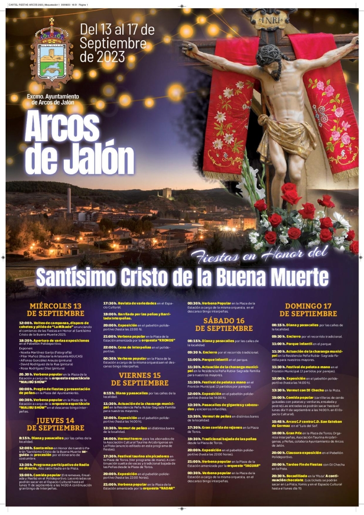 Programa y todos los detalles de las fiestas en honor al Sant&iacute;simo Cristo de la Buena Muerte de Arcos de Jal&oacute;n | Imagen 1