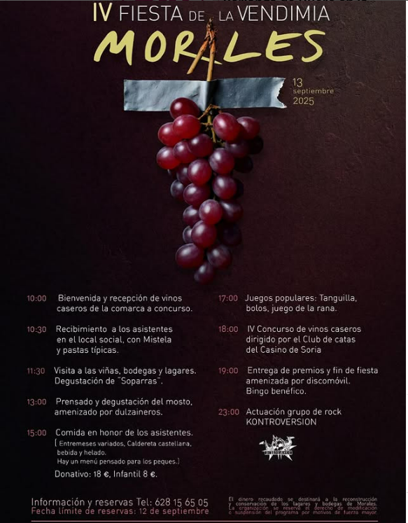 Morales celebra este s&aacute;bado su IV Fiesta de la Vendimia con un completo programa ben&eacute;fico | Imagen 1