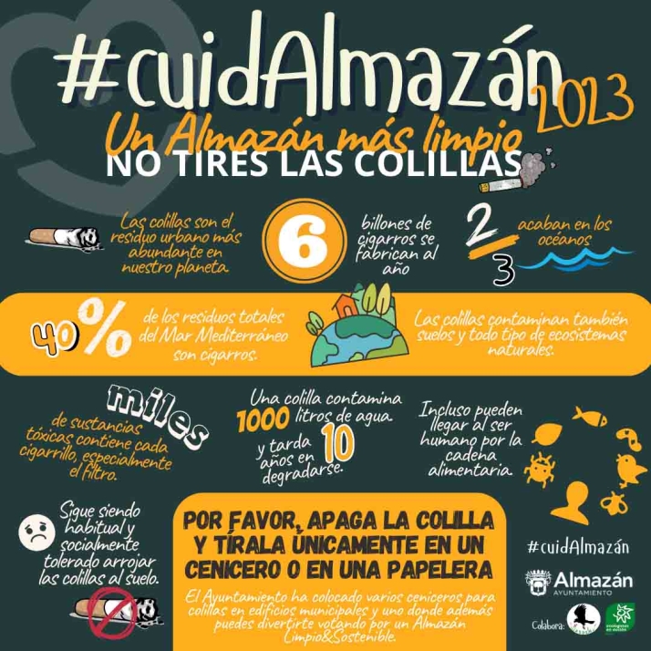 La campa&ntilde;a #cuidAlmaz&aacute;n23 focaliza la contaminaci&oacute;n de las colillas  | Imagen 1