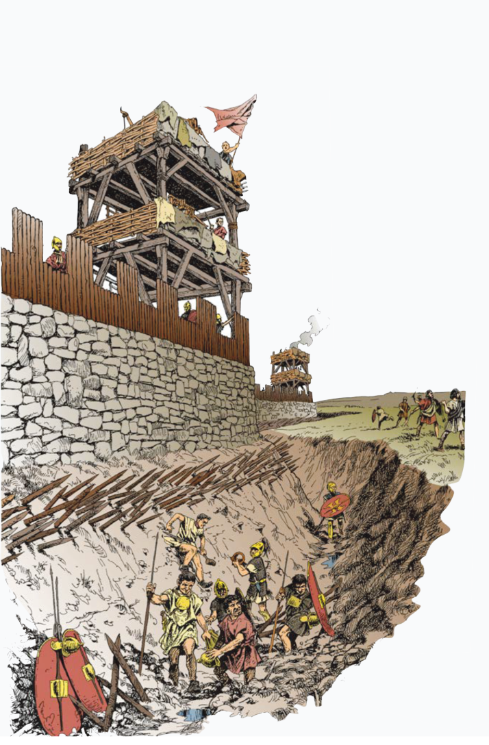 Ilustraci&oacute;n sobre el Cerco de Escipi&oacute;n. / Extra&iacute;do de &lsquo;La huella de Roma&rsquo;, editado por Proynerso.