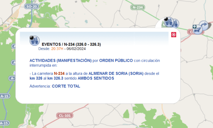 ACTUALIZACI&Oacute;N | Abre la A-11 en Pedrajas de San Esteban pero cerrada la N-234 en Almenar | Imagen 2