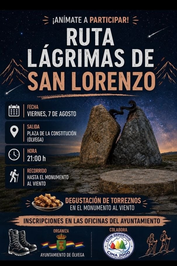 &Oacute;lvega propone una ruta nocturna para disfrutar las 'Las l&aacute;grimas de San Lorenzo' | Imagen 1