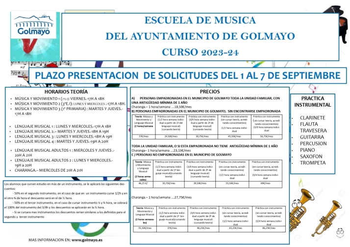 La Escuela de M&uacute;sica de Golmayo abre su plazo de inscripciones | Imagen 1