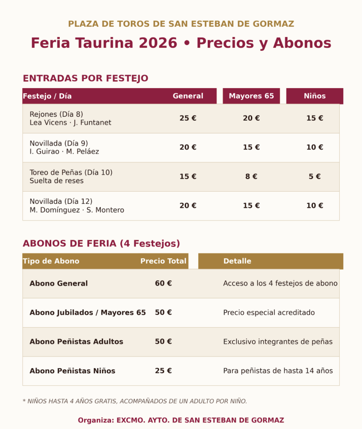 San Esteban de Gormaz presenta su feria taurina 2026: cuatro festejos de abono con un estelar mano a mano de rejones | Imagen 2