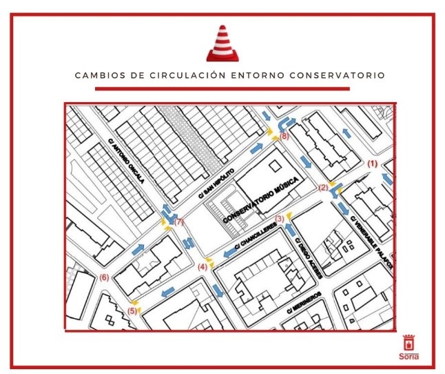 El Conservatorio obliga a cambiar el tr&aacute;fico en Santa B&aacute;rbara, estas dos calles pasan a ser de sentido &uacute;nico | Imagen 1