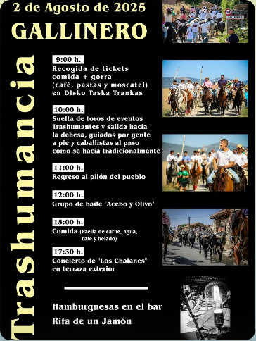 Gallinero celebrar&aacute; su tradicional Trashumancia el 2 de agosto con toros, m&uacute;sica y paella | Imagen 1