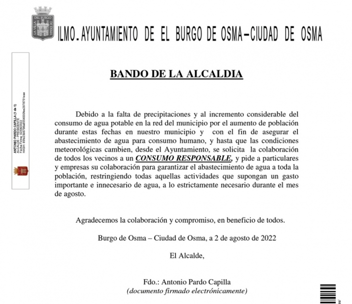 El Burgo insta a sus habitantes a realizar un consumo responsable del agua | Imagen 1