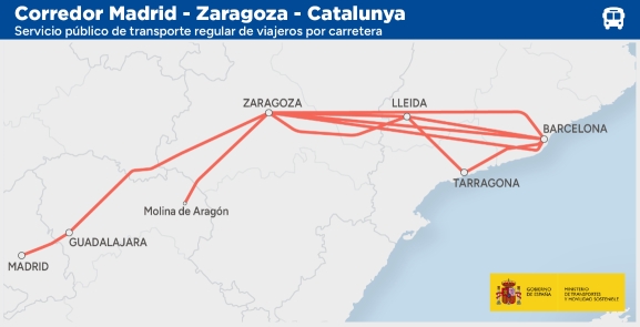 Nuevo corredor autobús Madrid-Zaragoza-Cataluña en Soria